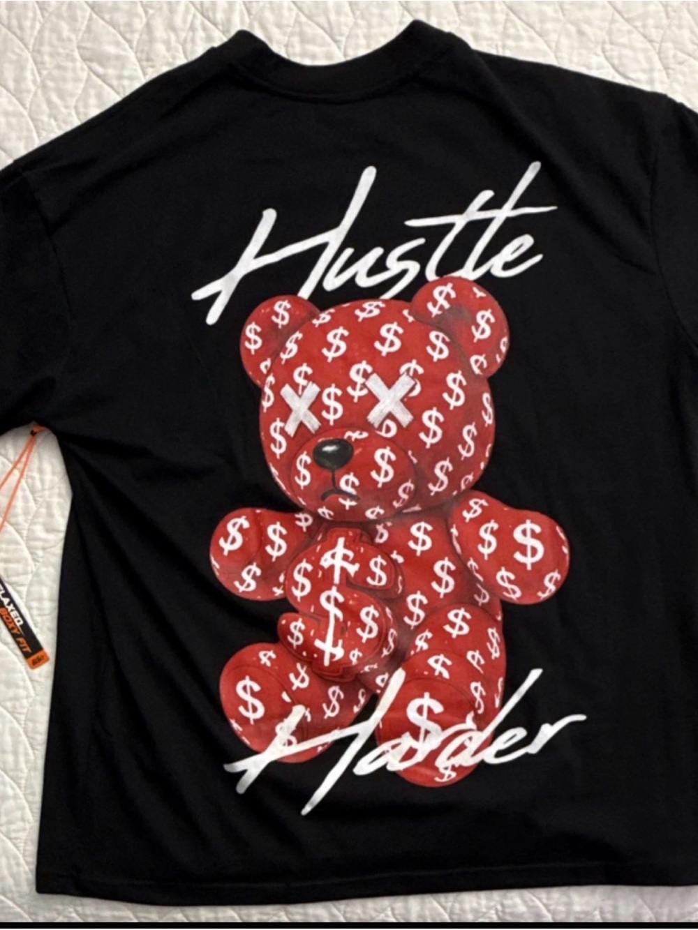 GSTR Black Cotton Tee with White Printed Neck Label